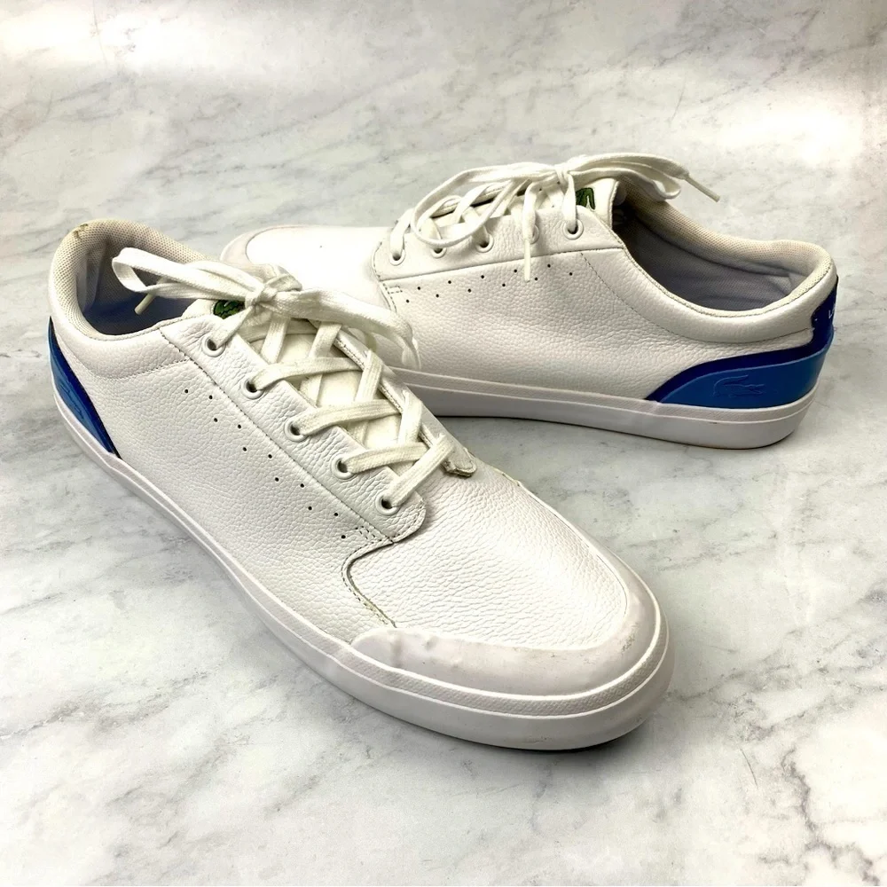 Lacoste: Men's Lace Up Sporty Casual White‎ Tennis Shoes Sneakers Preppy Size 12